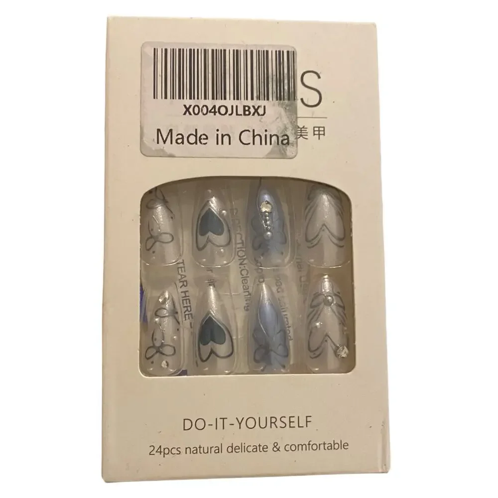 2 Packs (48 Pcs) Press on Stick on Fake Nails Luxurious Designs for Women Girls